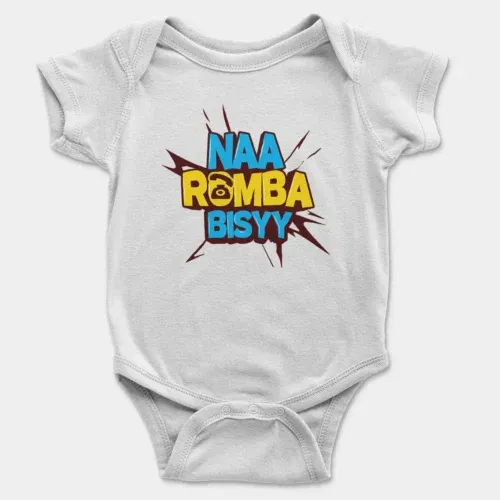 Naa romba bisyy onesie/romper in white color