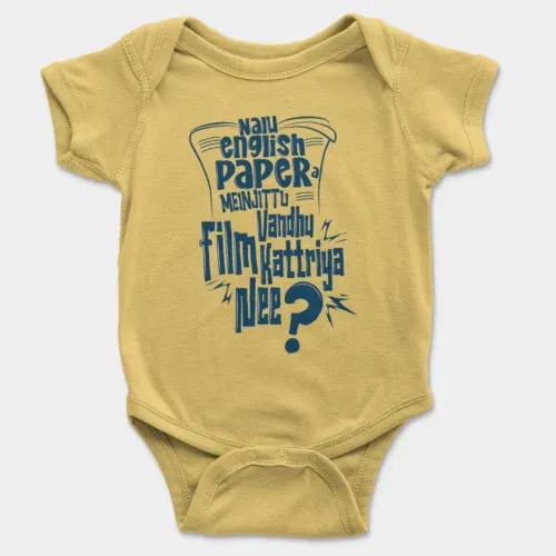 Nalu english paper meinjittu vandhu film kattriya nee onesie/romper in yellow color