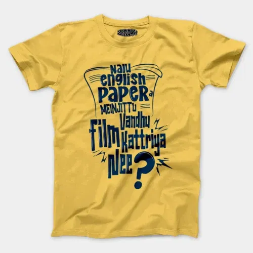 Nalu english paper meinjittu vandhu film kattriya nee men/unisex t-shirt in yellow color