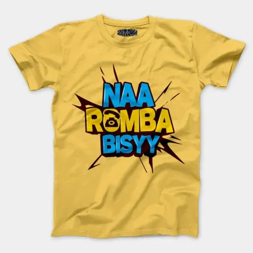 Naa romba bisyy men/unisex t-shirt in yellow color