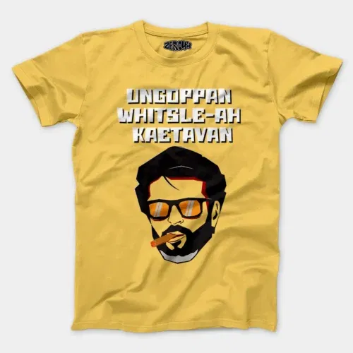Ungoppan whistle ah kaetavan men/unisex t-shirt in yellow color