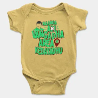 Naanga Adi Vangadha Area Ve Kedayadhu Onesie/Romper in Yellow Color