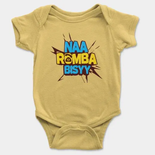 Naa romba bisyy onesie/romper in yellow color