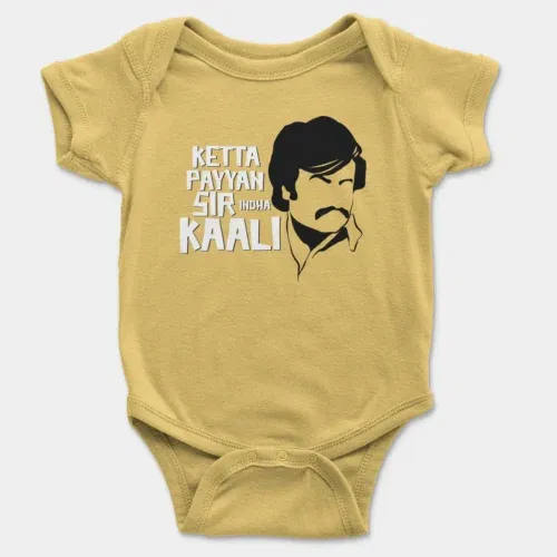 Ketta payyan sir indha kaali onesie/romper in yellow color