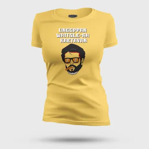 Ungoppan whistle ah kaetavan women's t-shirt in yellow color