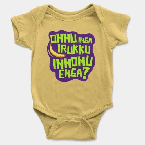 Onnu inga irukku, innonu enga onesie/romper in yellow color