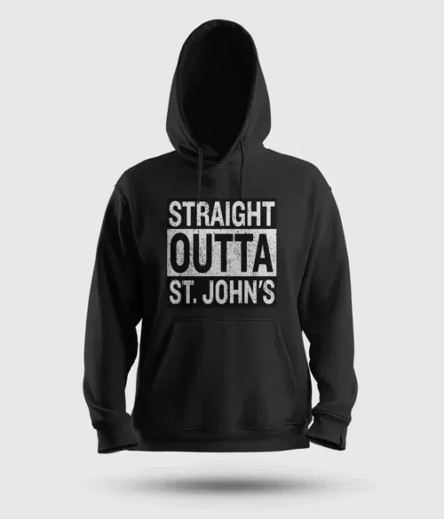 Straight outta st. Johns men/unisex hoodie in black color