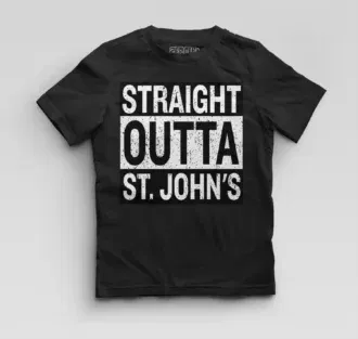 Straight Outta St. Johns Boys Round Neck T-Shirt in Black Color