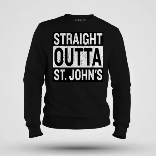 Straight outta st. Johns men/unisex sweatshirt in black color