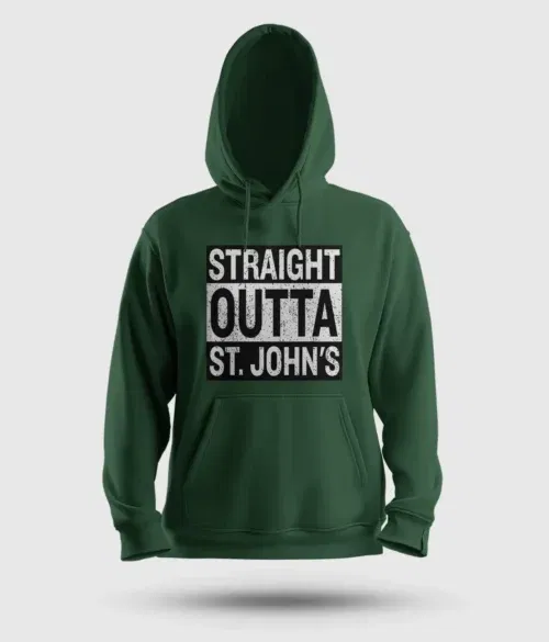 Straight outta st. Johns men/unisex hoodie in bottle green color