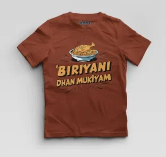 Biriyani Dhan Mukiyam Boys Round Neck T-Shirt in Brick Red Color