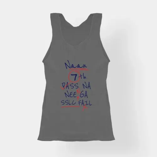 Naan 7th pass na, neenge sslc fail women's tank top in charcoal melange color