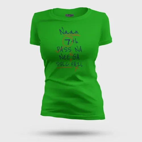 Naan 7th pass na, neenge sslc fail women's t-shirt in flag green color