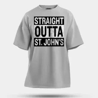 Straight Outta St. Johns Men/Unisex Oversized T-Shirt in Grey Melange Color