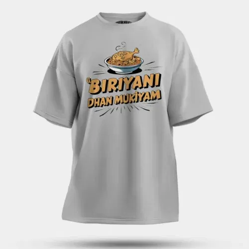 Biriyani dhan mukiyam men/unisex oversized t-shirt in grey melange color