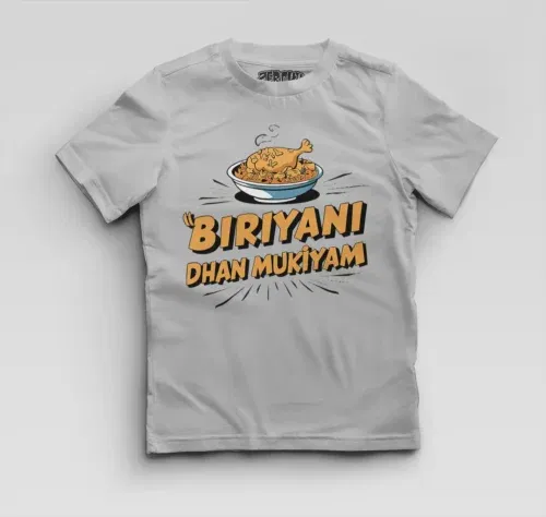 Biriyani dhan mukiyam boys round neck t-shirt in grey melange color