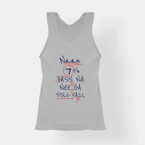 Naan 7th pass na, neenge sslc fail women's tank top in grey melange color