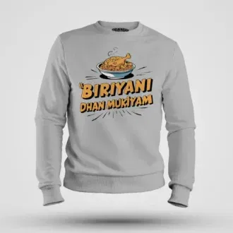 Biriyani Dhan Mukiyam Men/Unisex Sweatshirt in Grey Melange Color