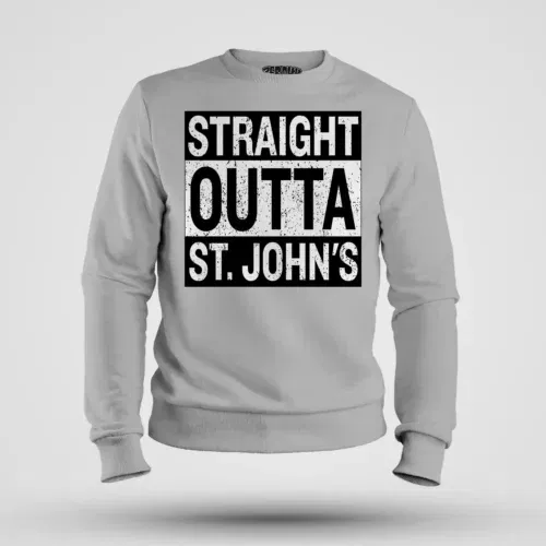 Straight outta st. Johns men/unisex sweatshirt in grey melange color