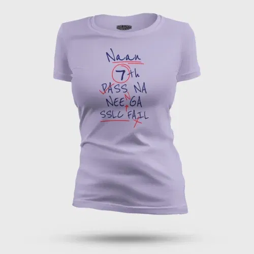 Naan 7th pass na, neenge sslc fail women's t-shirt in lavender color