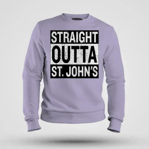 Straight outta st. Johns men/unisex sweatshirt in lavender color