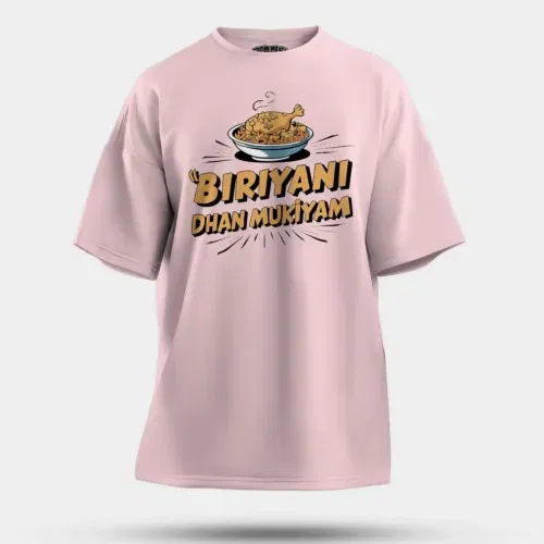 Biriyani dhan mukiyam men/unisex oversized t-shirt in light baby pink color