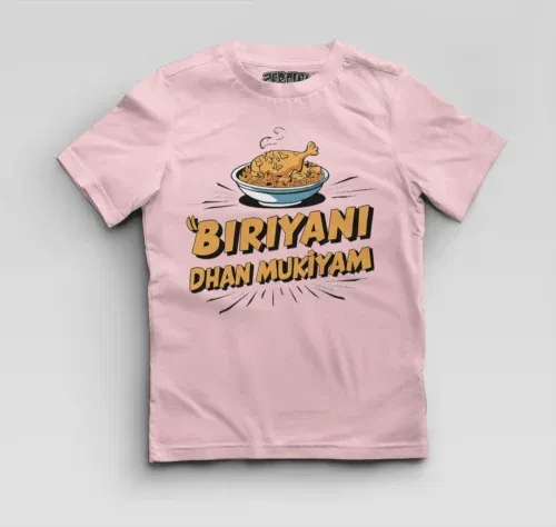Biriyani dhan mukiyam boys round neck t-shirt in light baby pink color