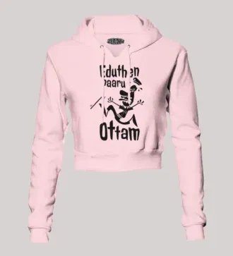 Eduthen Paaru Ottam Women's Crop Hoodies in Light Baby Pink Color