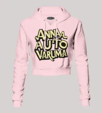 Anna Auto Varuma Women's Crop Hoodies in Light Baby Pink Color