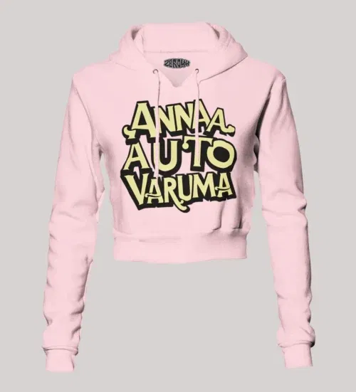 Anna auto varuma women's crop hoodies in light baby pink color