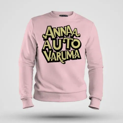 Anna auto varuma men/unisex sweatshirt in light baby pink color