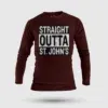 Straight Outta St. Johns Men/Unisex Long Sleeve T-Shirt in Maroon Color