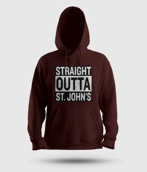 Straight outta st. Johns men/unisex hoodie in maroon color