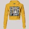 Straight Outta St. Johns Women's Crop Hoodies in Mustard Yellow Color