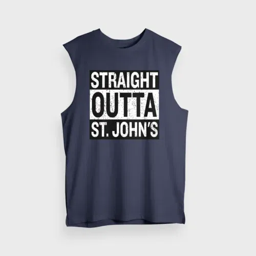 Straight outta st. Johns men/unisex tank top in navy blue color