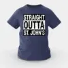 Straight Outta St. Johns Girls Round Neck T-Shirt in Navy Blue Color