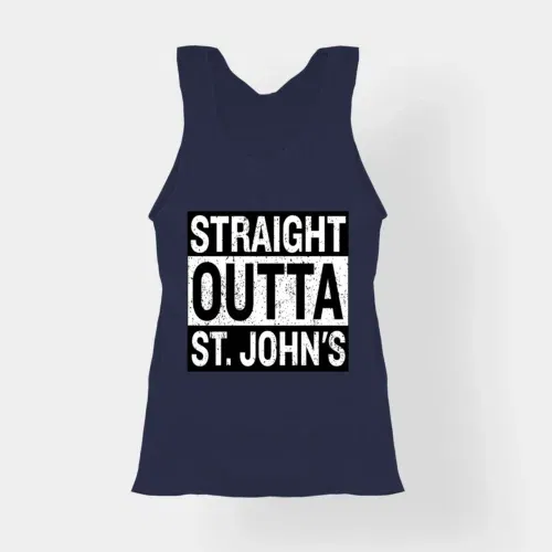 Straight outta st. Johns women's tank top in navy blue color