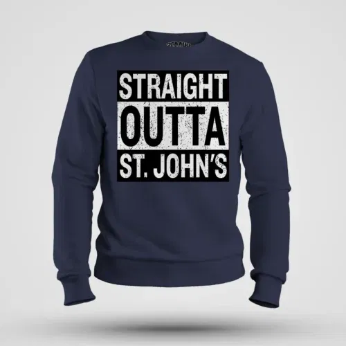 Straight outta st. Johns men/unisex sweatshirt in navy blue color
