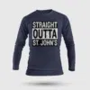 Straight Outta St. Johns Men/Unisex Long Sleeve T-Shirt in Navy Blue Color
