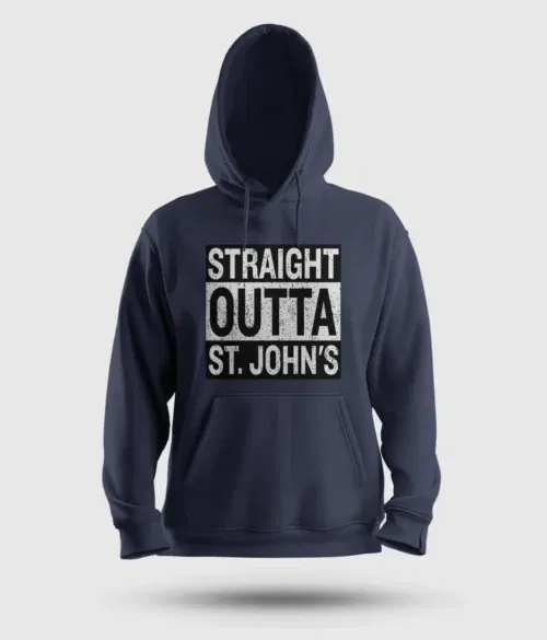 Straight outta st. Johns men/unisex hoodie in navy blue color