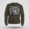 Straight Outta St. Johns Men/Unisex Sweatshirt in Olive Green Color