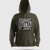 Straight Outta St. Johns Men/Unisex Hoodie in Olive Green Color