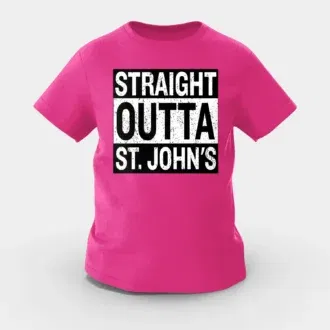 Straight Outta St. Johns Girls Round Neck T-Shirt in Pink Color