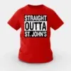 Straight Outta St. Johns Girls Round Neck T-Shirt in Red Color