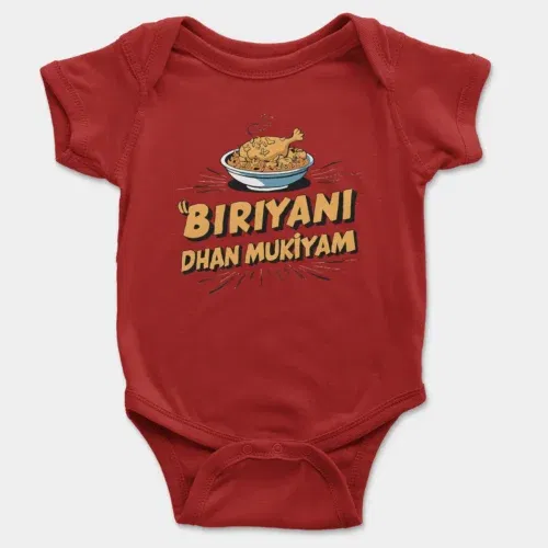 Biriyani dhan mukiyam onesie/romper in red color