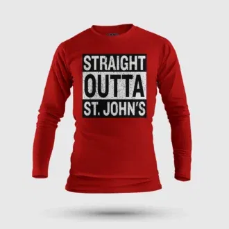 Straight Outta St. Johns Men/Unisex Long Sleeve T-Shirt in Red Color