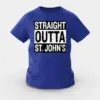 Straight Outta St. Johns Girls Round Neck T-Shirt in Royal Blue Color