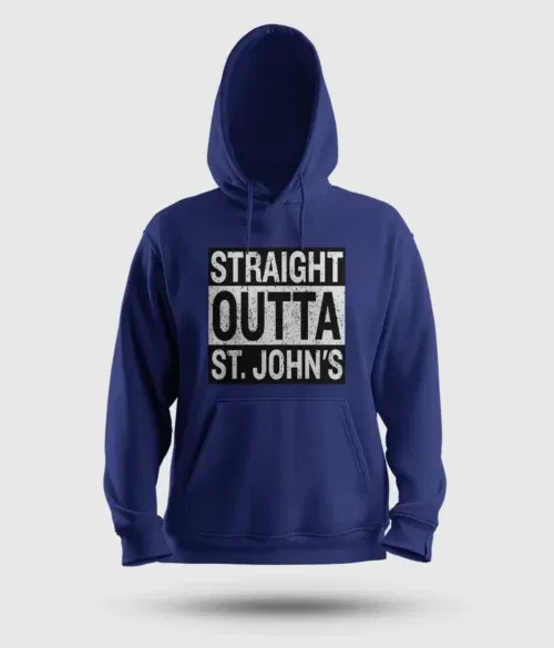 Straight outta st. Johns men/unisex hoodie in royal blue color