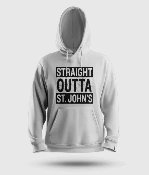 Straight outta st. Johns men/unisex hoodie in white color