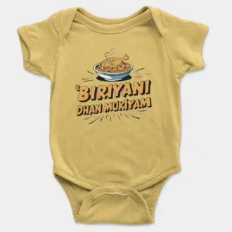 Biriyani Dhan Mukiyam Onesie/Romper in Yellow Color